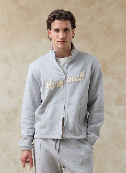Men's Curtis Funnel Neck Zip Jumper - Cotton - Grey | Percival