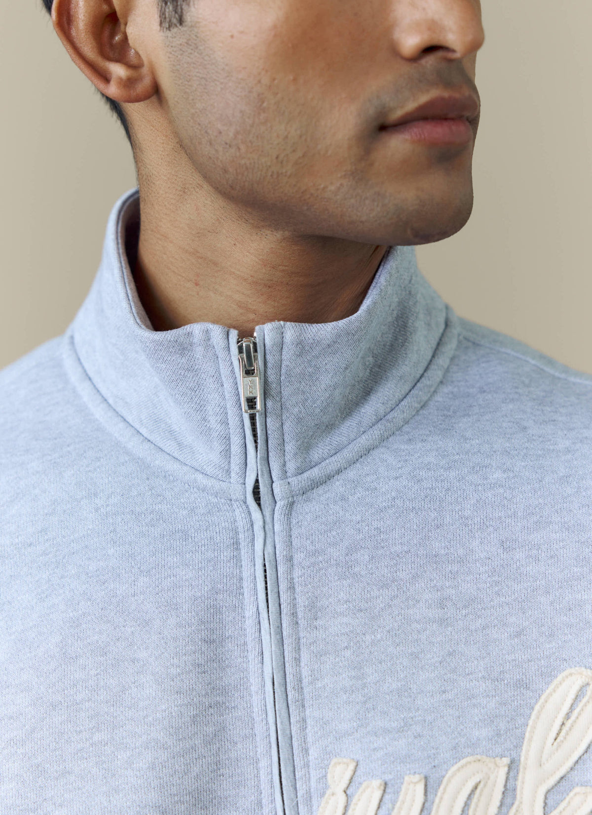 Men's Curtis Funnel Neck Zip Jumper - Cotton - Grey | Percival
