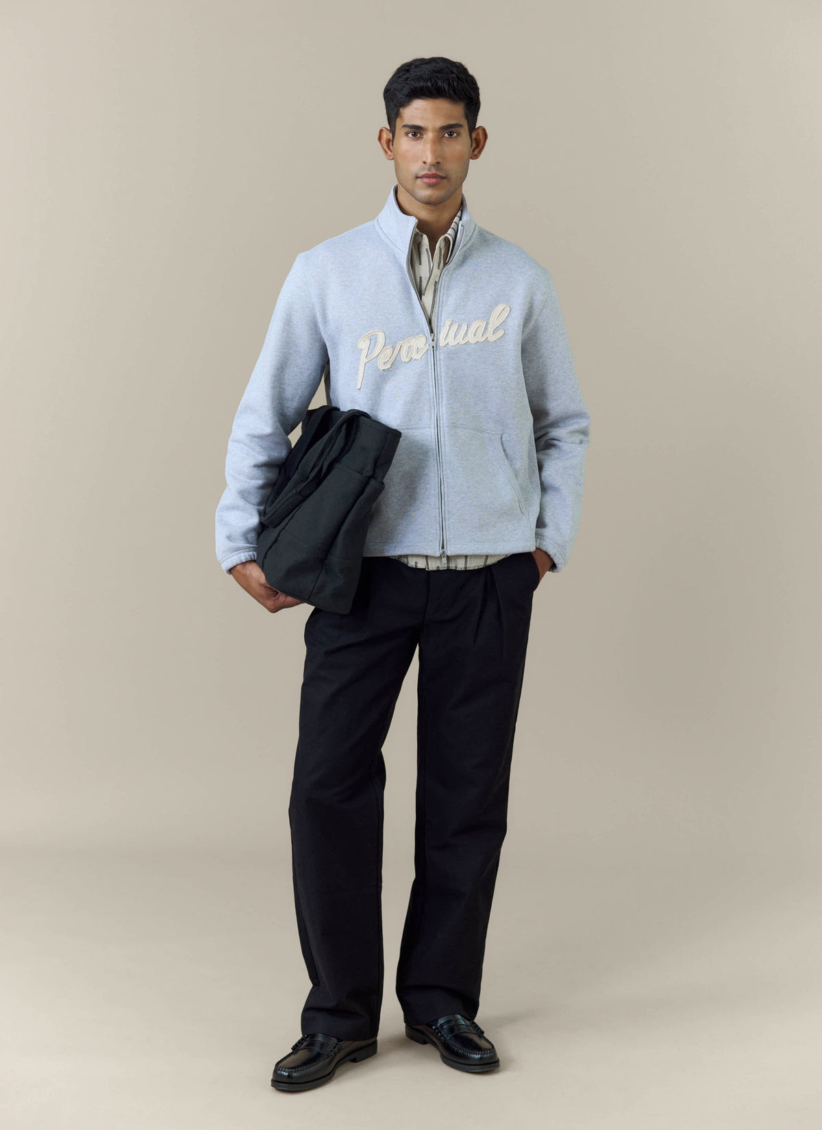 Men's Curtis Funnel Neck Zip Jumper - Cotton - Grey | Percival