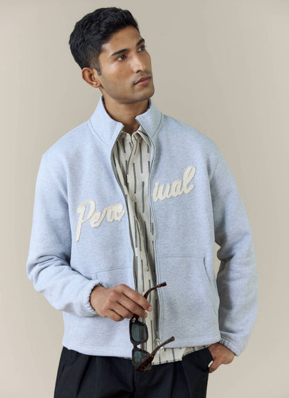Men's Curtis Funnel Neck Zip Jumper - Cotton - Grey | Percival