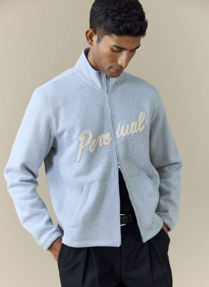 Men's Curtis Funnel Neck Zip Jumper - Cotton - Grey | Percival