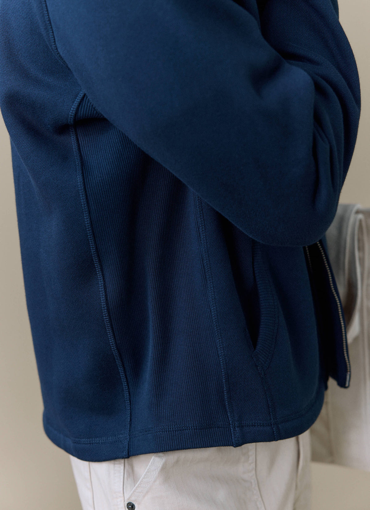 Men's Curtis Funnel Neck Zip Jumper - Cotton - Navy | Percival