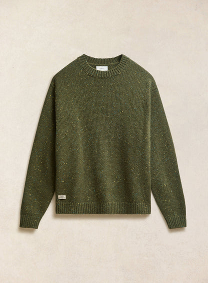 Men's Forest Green Crew Neck Jumper - Rhodes - Cotton | Percival