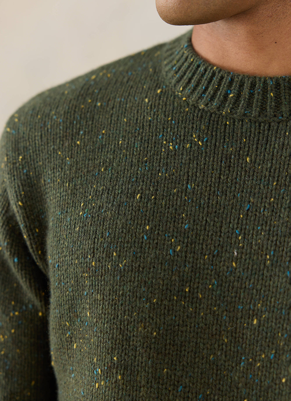 Men's Forest Green Crew Neck Jumper - Rhodes - Cotton | Percival