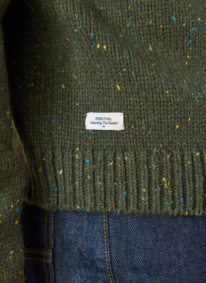 Men's Forest Green Crew Neck Jumper - Rhodes - Cotton | Percival