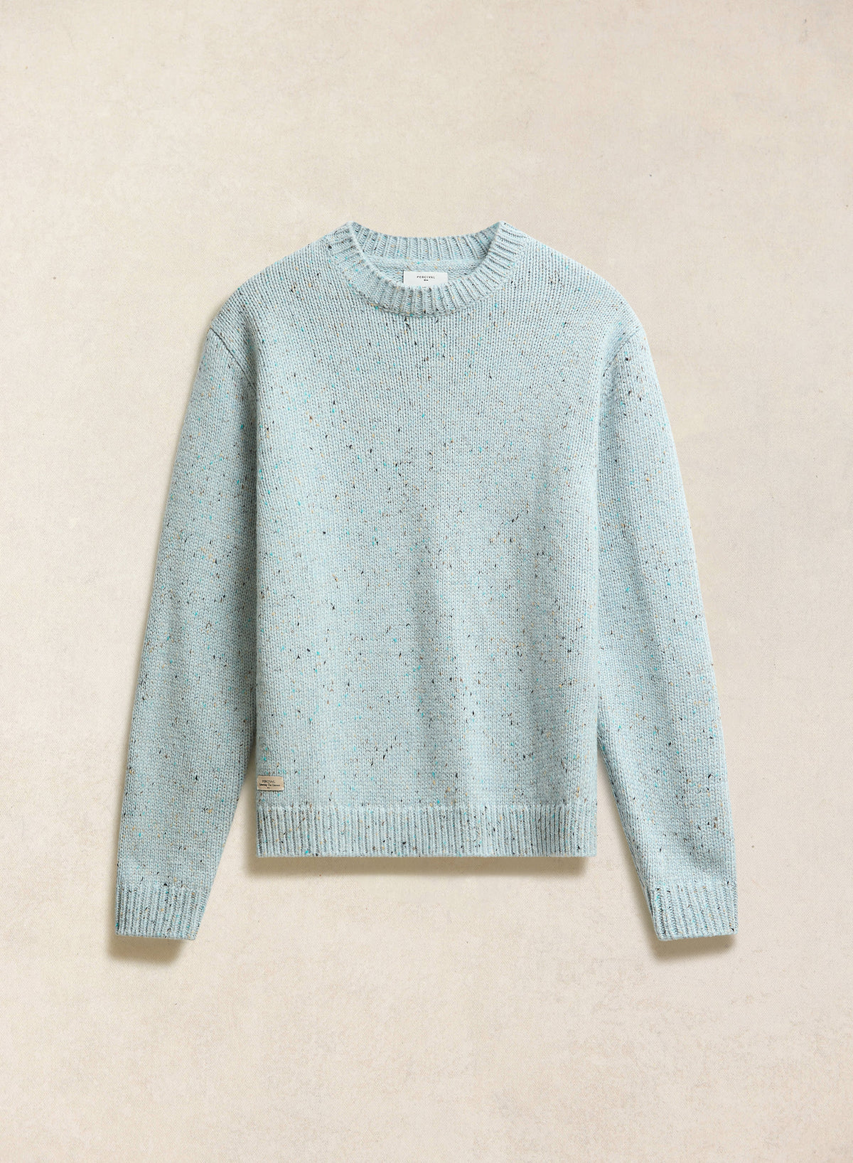 Men's Donegal Crew Neck Jumper: Rhodes - Blue - Cotton | Percival
