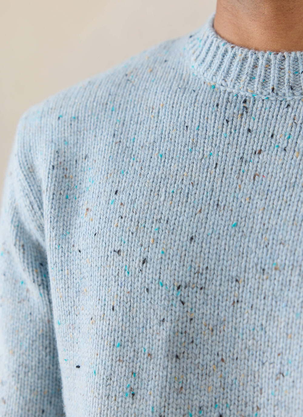 Men's Donegal Crew Neck Jumper: Rhodes - Blue - Cotton | Percival