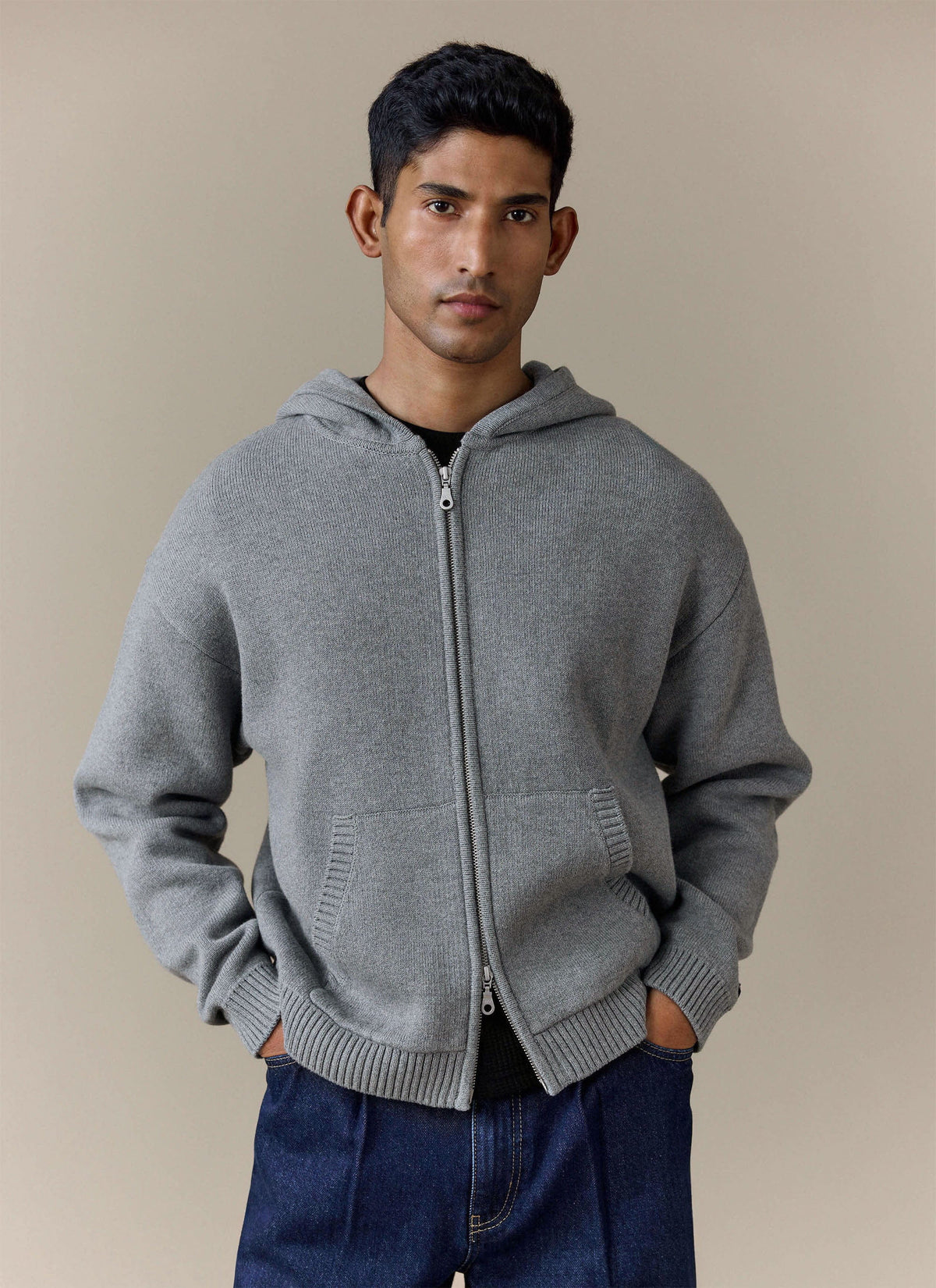 Men's Chronicle Knitted Hoodie - 100% Cotton - Grey | Percival
