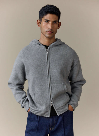 Men's Chronicle Knitted Hoodie - 100% Cotton - Grey | Percival