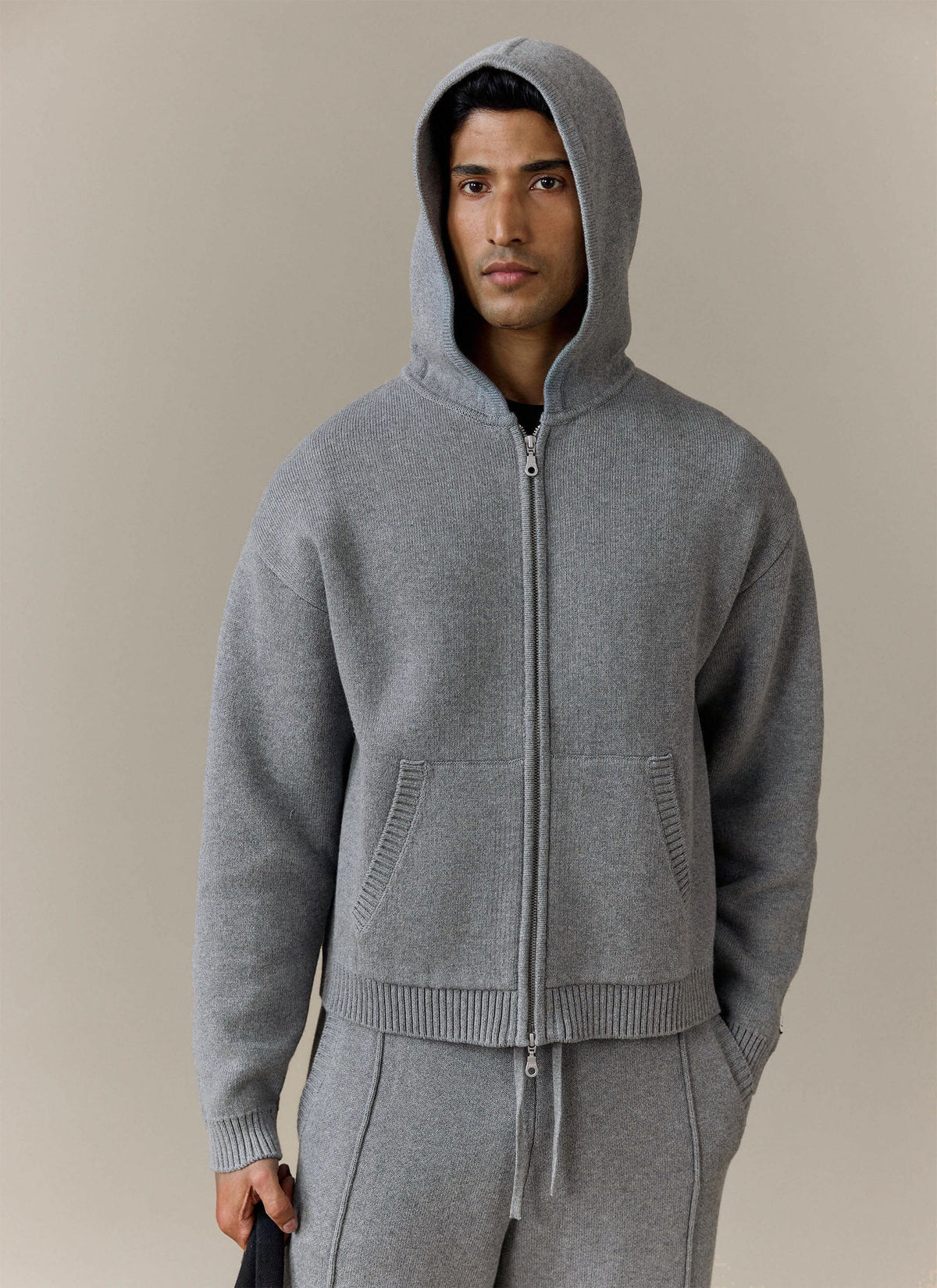 Men's Chronicle Knitted Hoodie - 100% Cotton - Grey | Percival