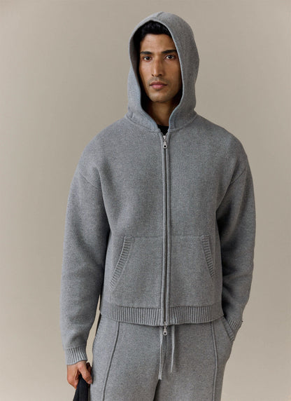 Men's Chronicle Knitted Hoodie - 100% Cotton - Grey | Percival