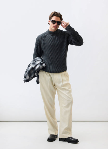 Men's Library Turtle Neck Jumper - Cotton - Charcoal | Percival