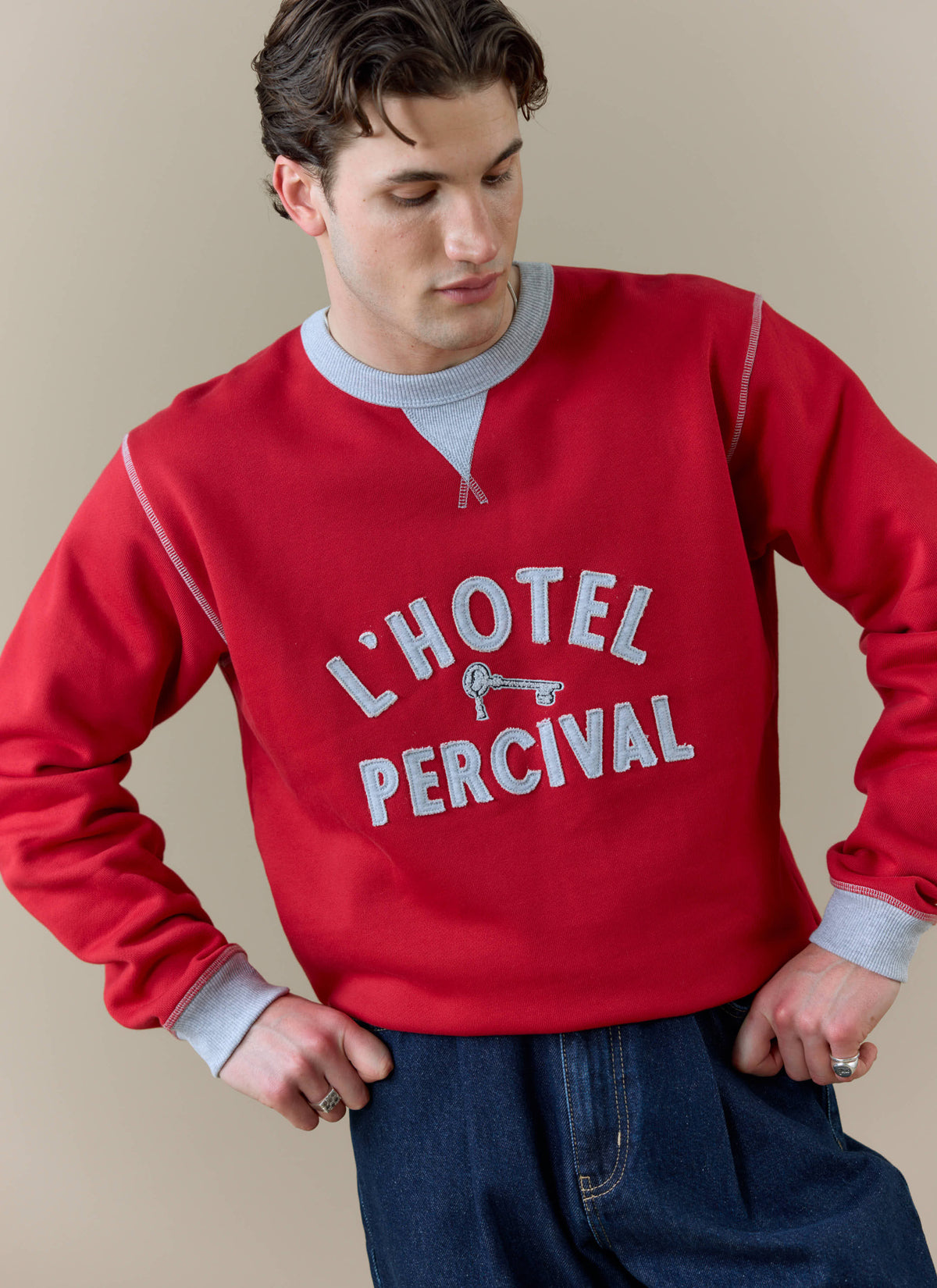 Men's Sweatshirt - Ronald - Organic Cotton - Red | Percival