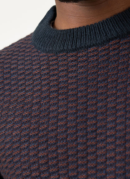 Charlestown Knitted Jumper - Navy Burgundy | Percival