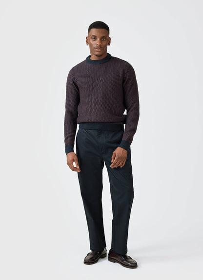 Charlestown Knitted Jumper - Navy Burgundy | Percival