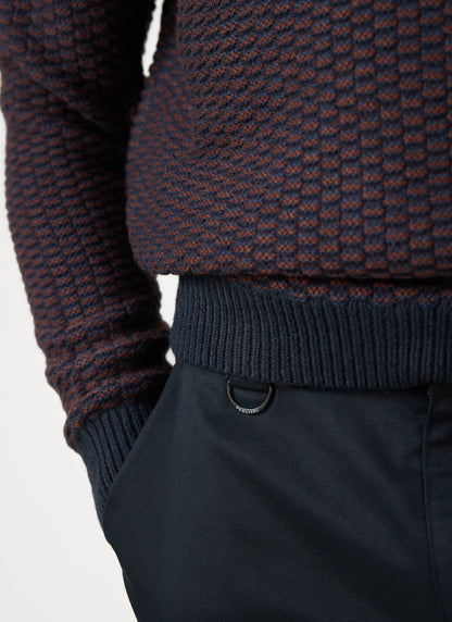 Charlestown Knitted Jumper - Navy Burgundy | Percival