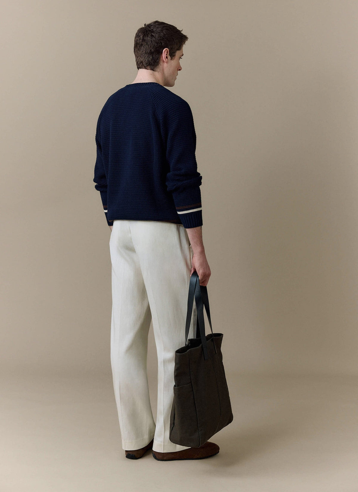 Men's Knitted Jumper - Sergio - Cotton - Navy | Percival