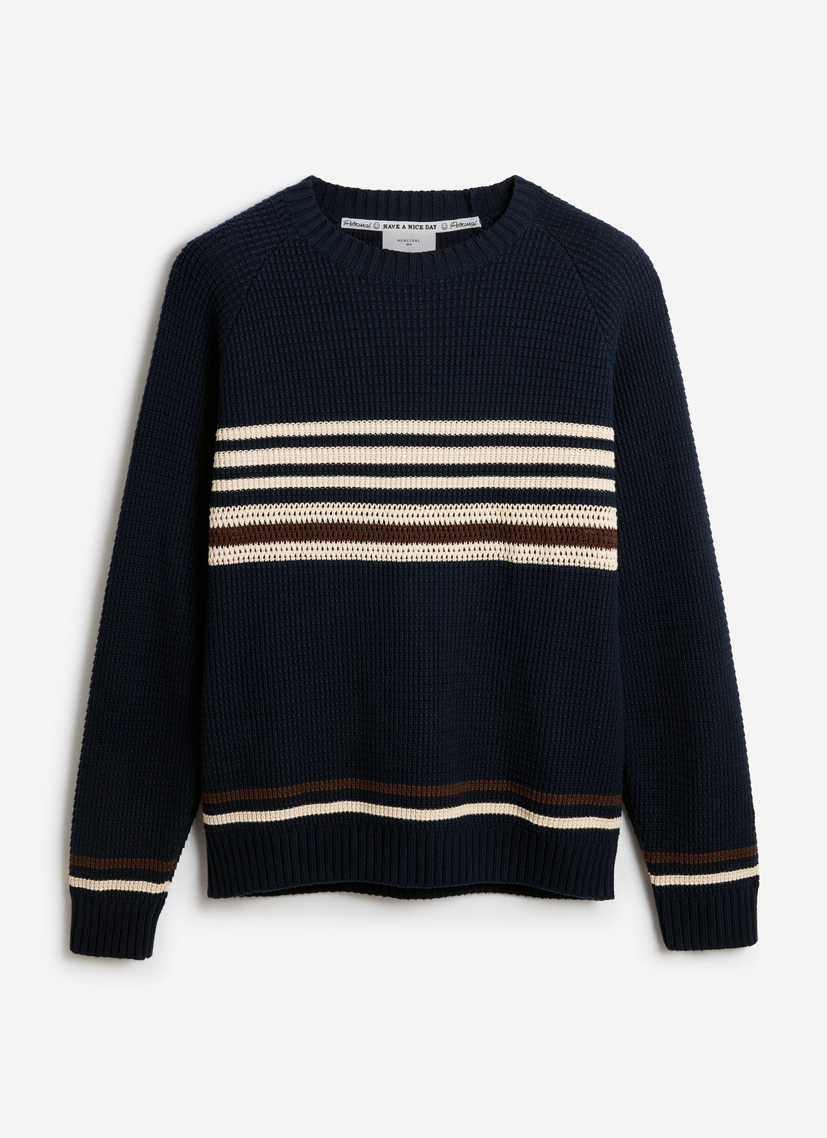 Men's Knitted Jumper - Sergio - Cotton - Navy | Percival