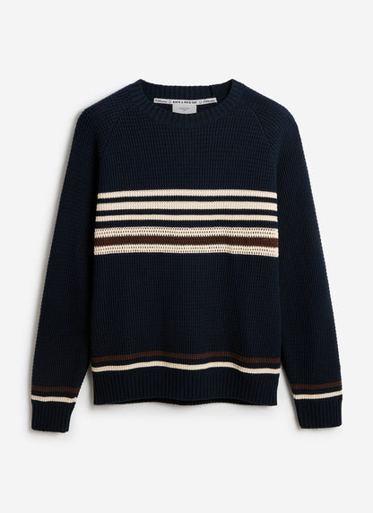 Men's Knitted Jumper - Sergio - Cotton - Navy | Percival