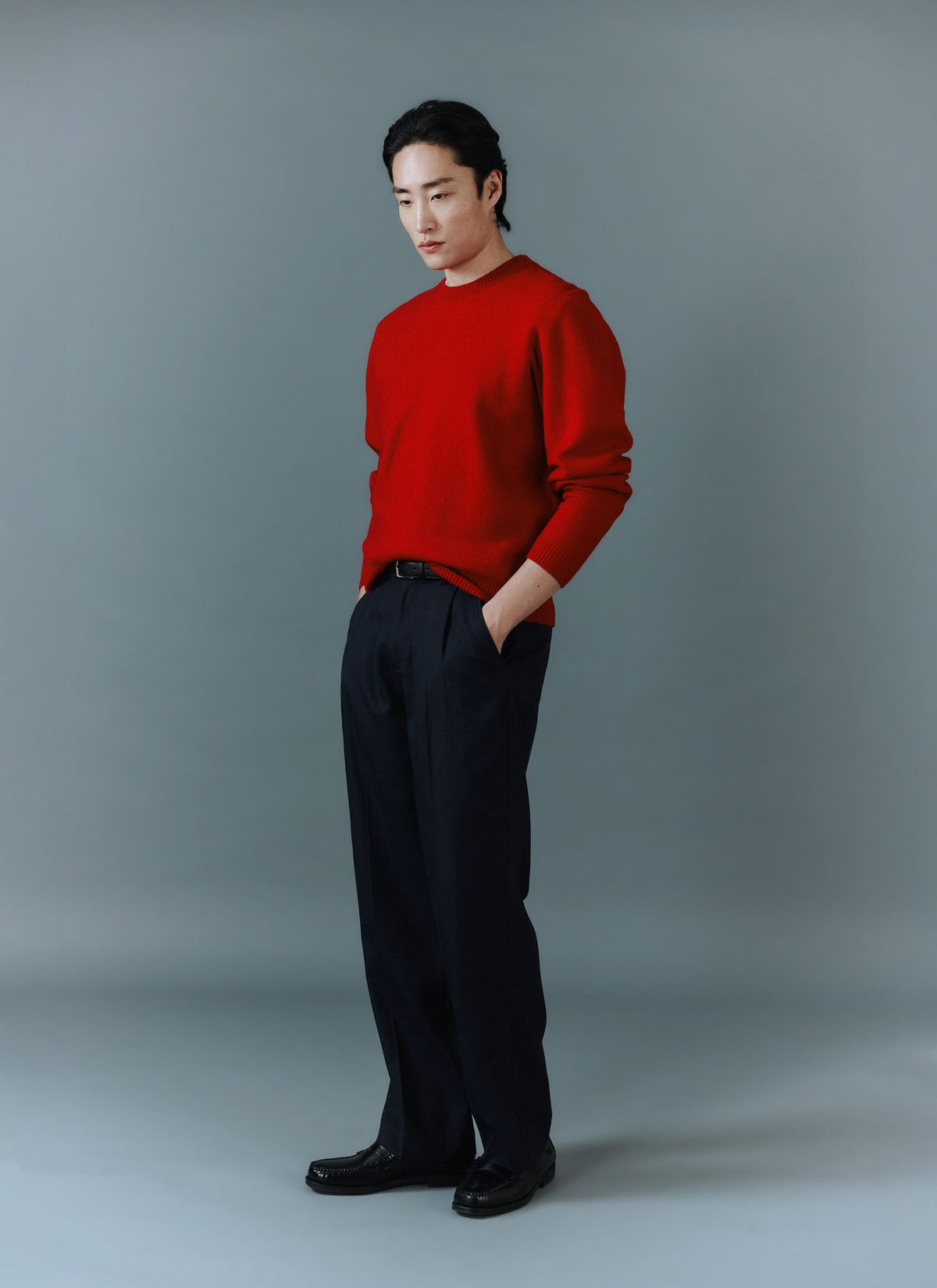 Felted Relaxed Jumper - Wool - Red | Percival
