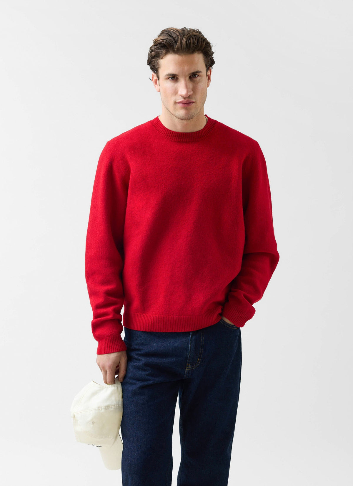 Felted Relaxed Jumper - Wool - Red | Percival