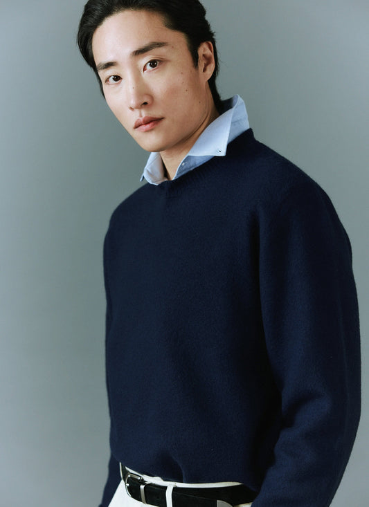 Felted Relaxed Jumper - Wool - Navy | Percival