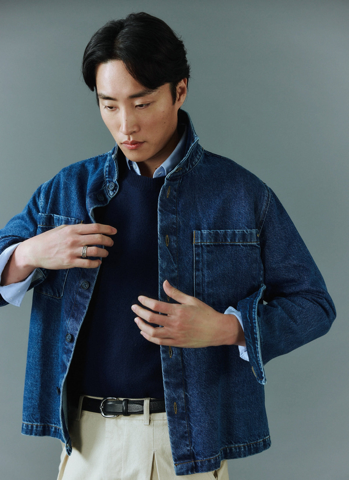 Felted Relaxed Jumper - Wool - Navy | Percival