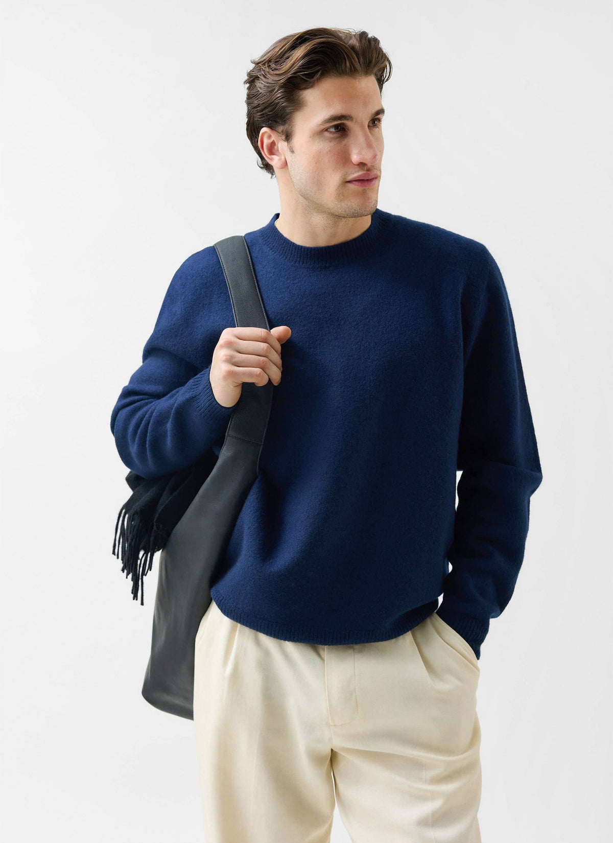 Felted Relaxed Jumper - Wool - Navy | Percival
