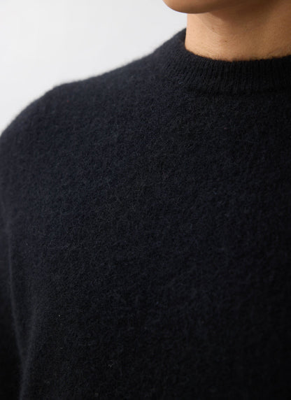 Men's Mohair Crew Neck Jumper - Black | Percival