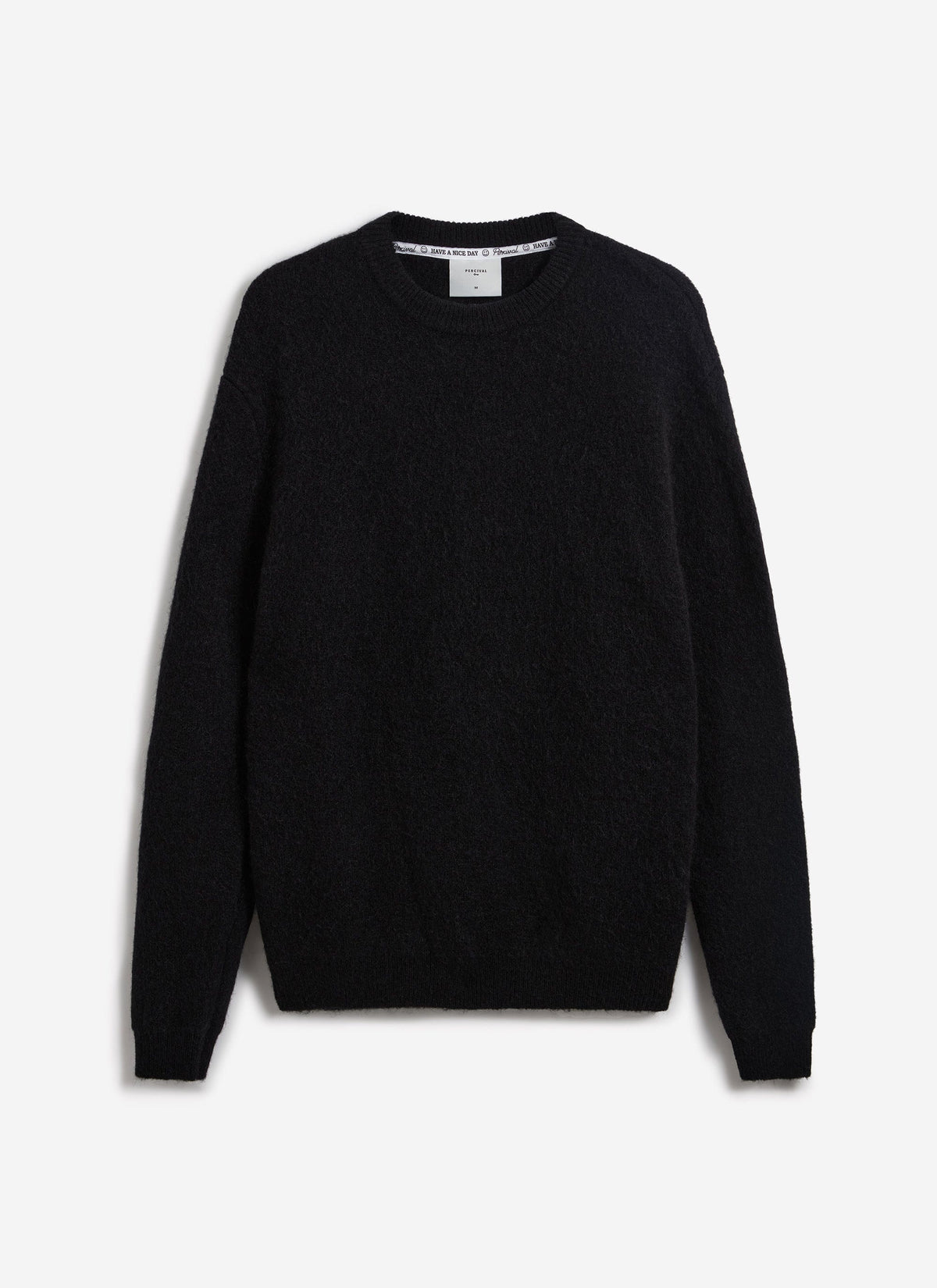 Men's Mohair Crew Neck Jumper - Black | Percival