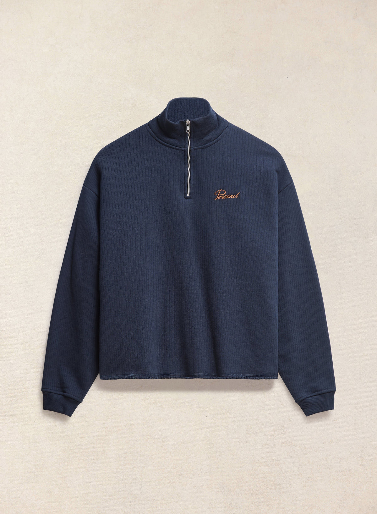 Conrad Funnel Neck 1/4 Zip Jumper - Navy Cotton | Percival