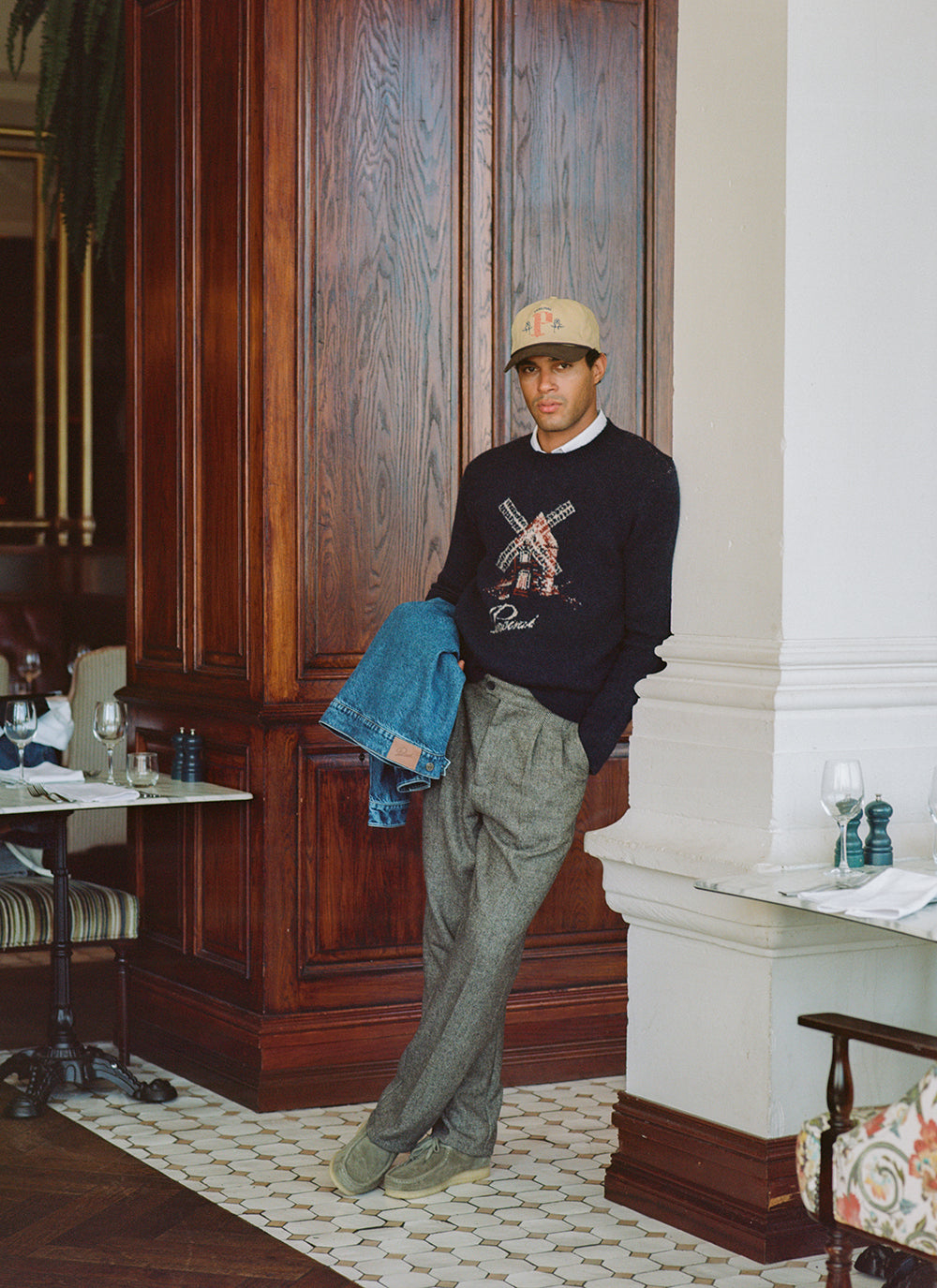 Miller Jacquard Jumper - Navy Mohair Wool | Percival