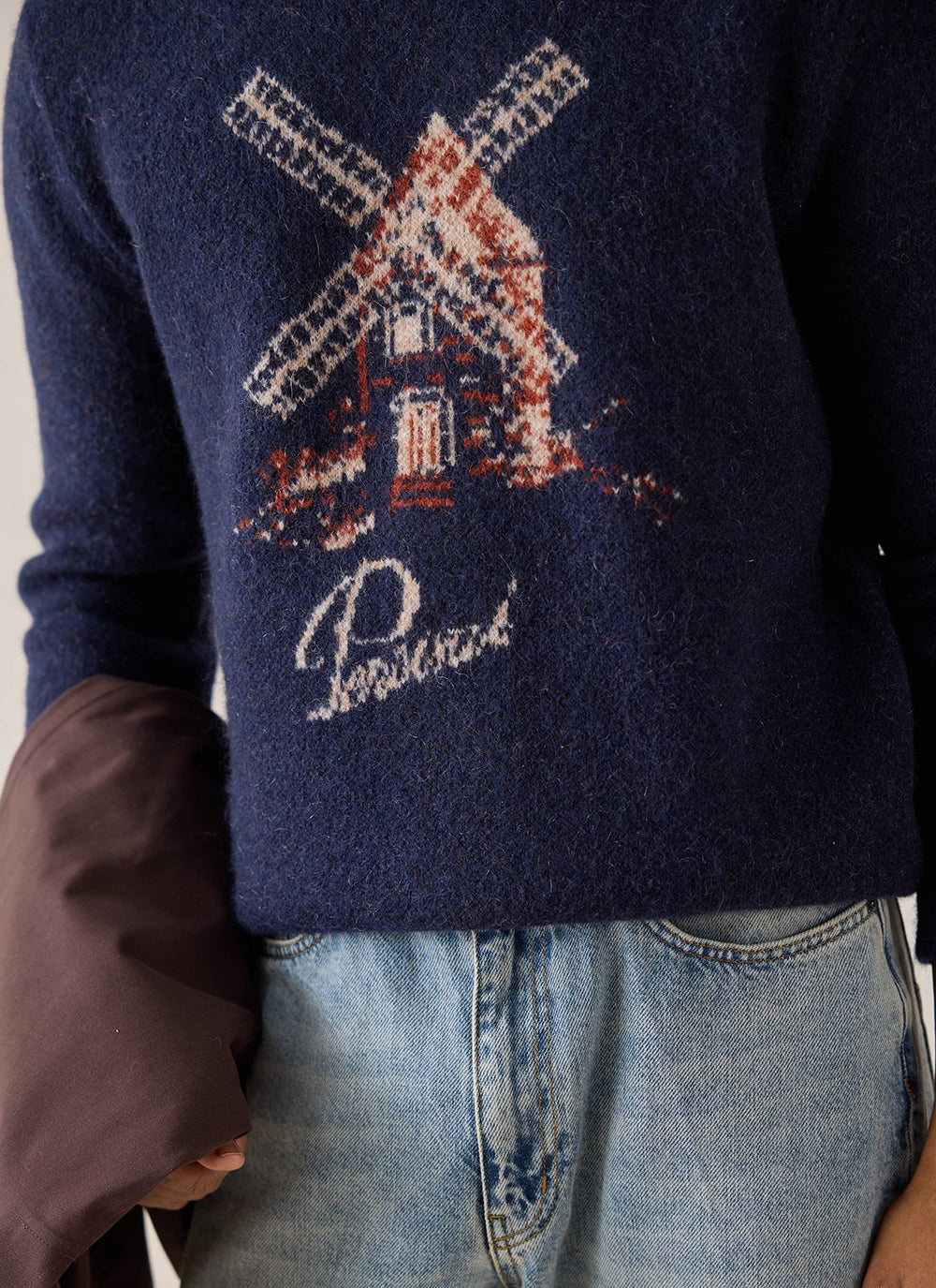 Miller Jacquard Jumper - Navy Mohair Wool | Percival