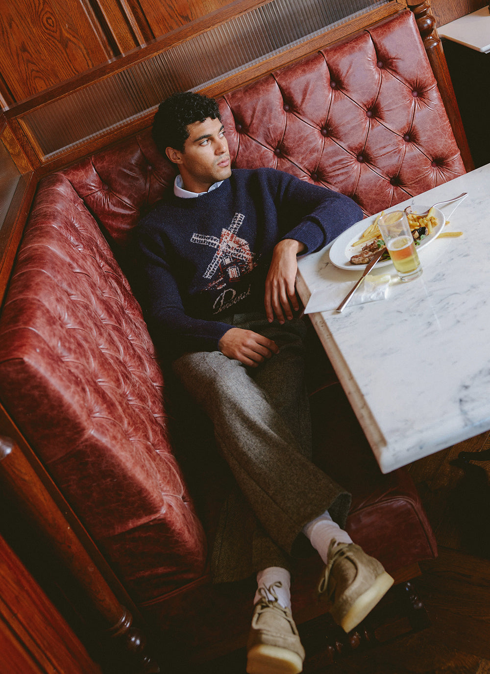 Miller Jacquard Jumper - Navy Mohair Wool | Percival