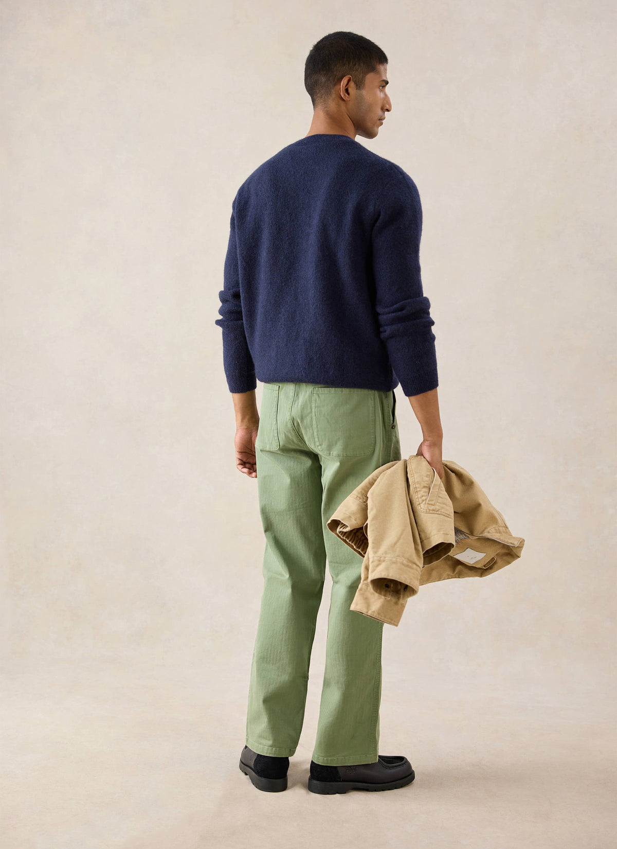Men's Navy Crew Neck Jumper - Mohair Wool | Percival
