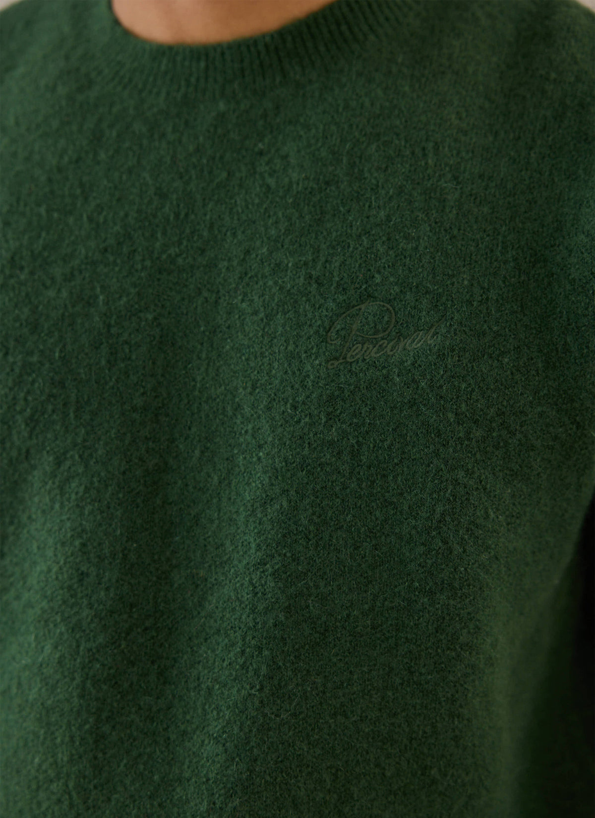 Men's Boxy Crew Neck Jumper - Forest Mohair | Percival