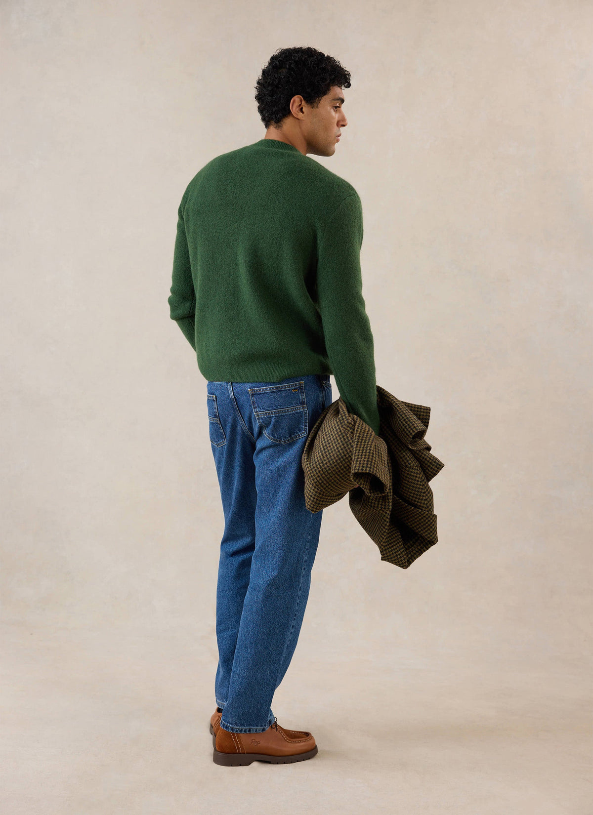 Men's Boxy Crew Neck Jumper - Forest Mohair | Percival