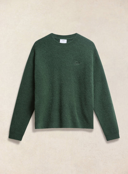 Men's Boxy Crew Neck Jumper - Forest Mohair | Percival