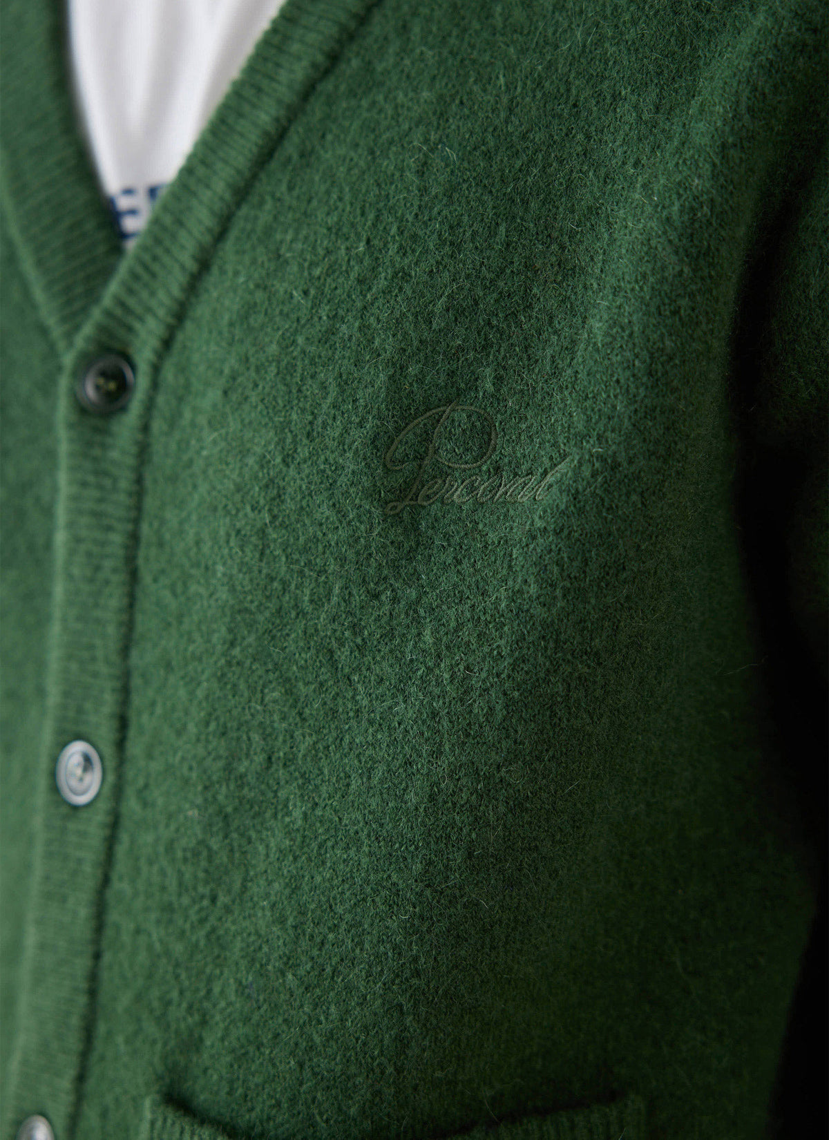 Men's White Glove Mohair Cardigan - Forest Green | Percival
