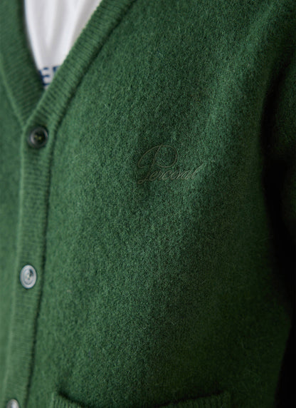 Men's White Glove Mohair Cardigan - Forest Green | Percival