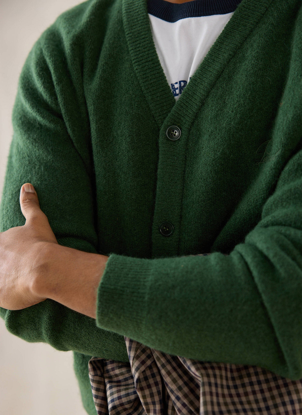 Men's White Glove Mohair Cardigan - Forest Green | Percival
