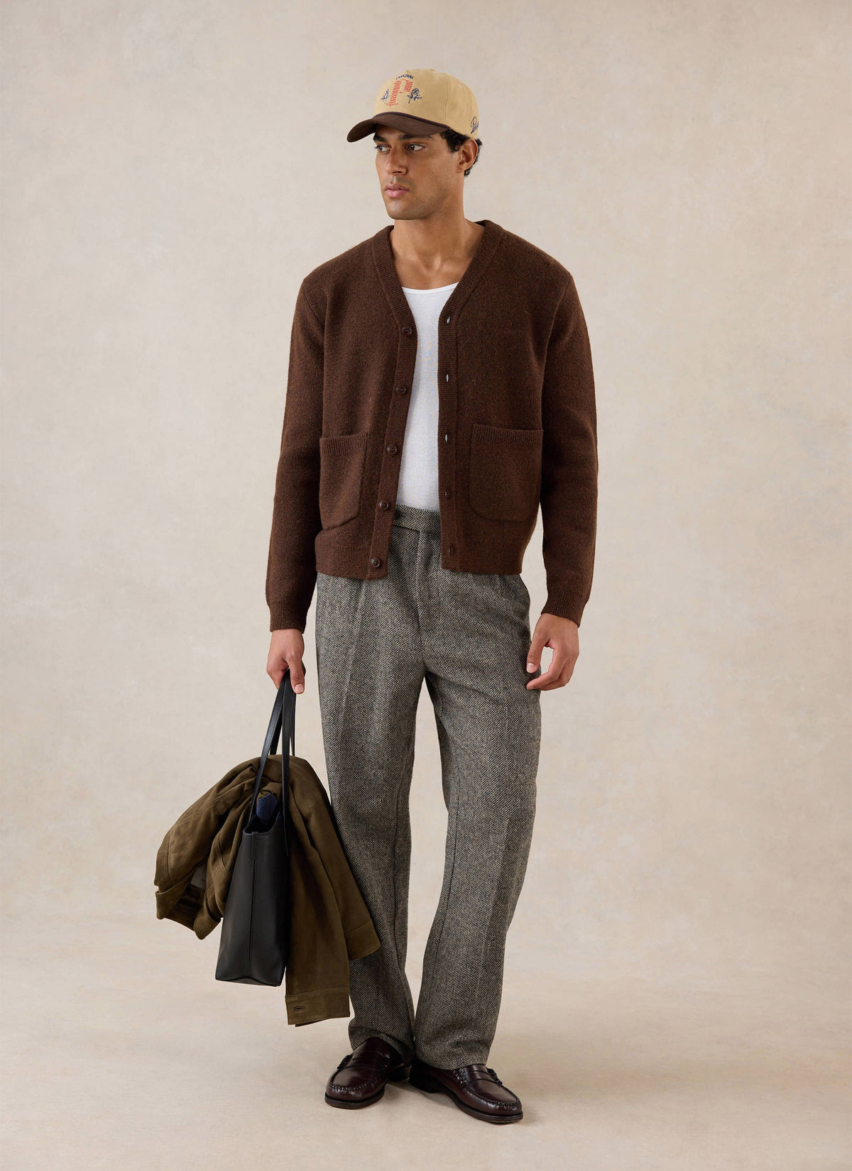 Men's Espresso Cardigan - Mohair Wool | Percival