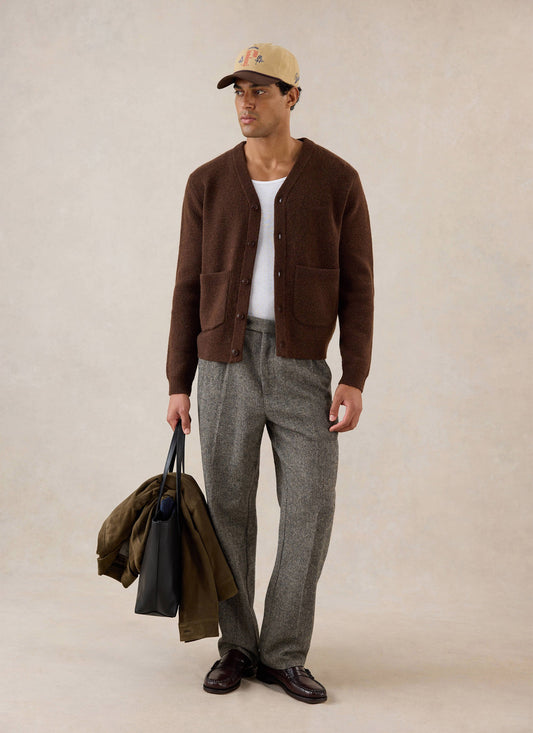 Men's Espresso Cardigan - Mohair Wool | Percival