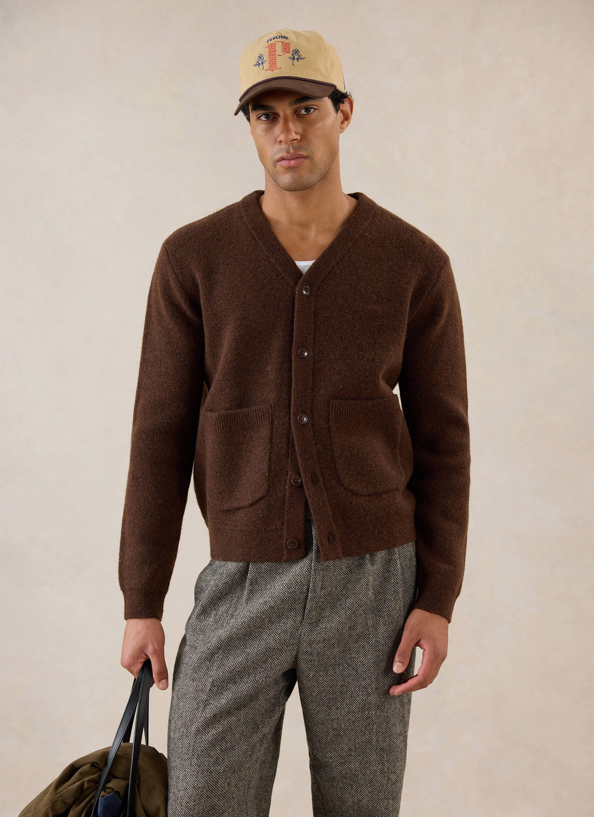 Men's Espresso Cardigan - Mohair Wool | Percival