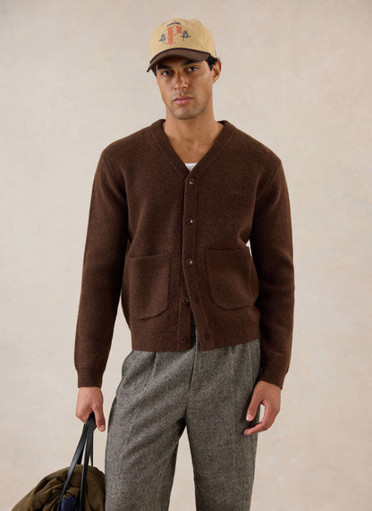 Men's Espresso Cardigan - Mohair Wool | Percival