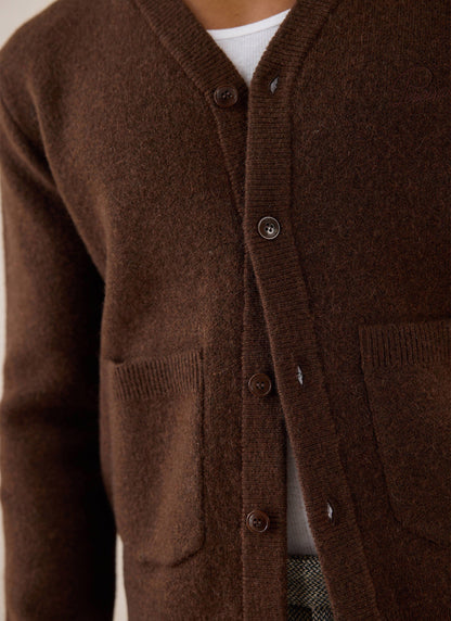 Men's Espresso Cardigan - Mohair Wool | Percival