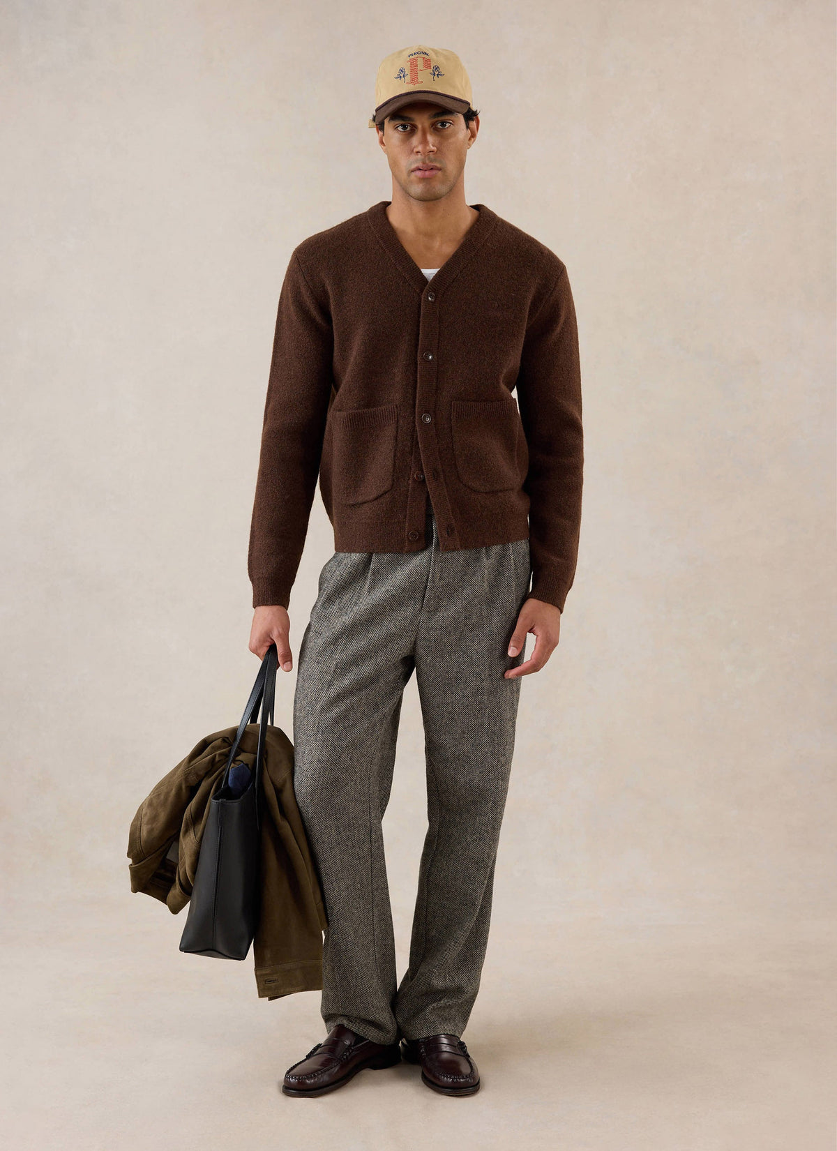 Men's Espresso Cardigan - Mohair Wool | Percival