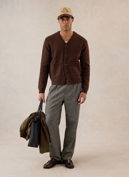Men's Espresso Cardigan - Mohair Wool | Percival