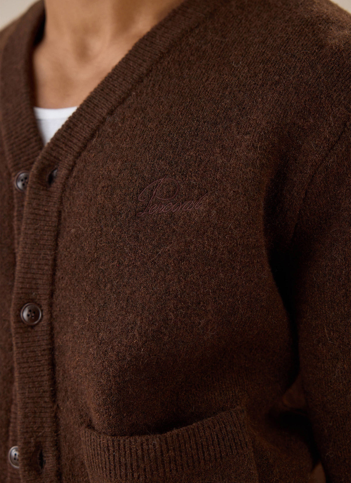 Men's Espresso Cardigan - Mohair Wool | Percival