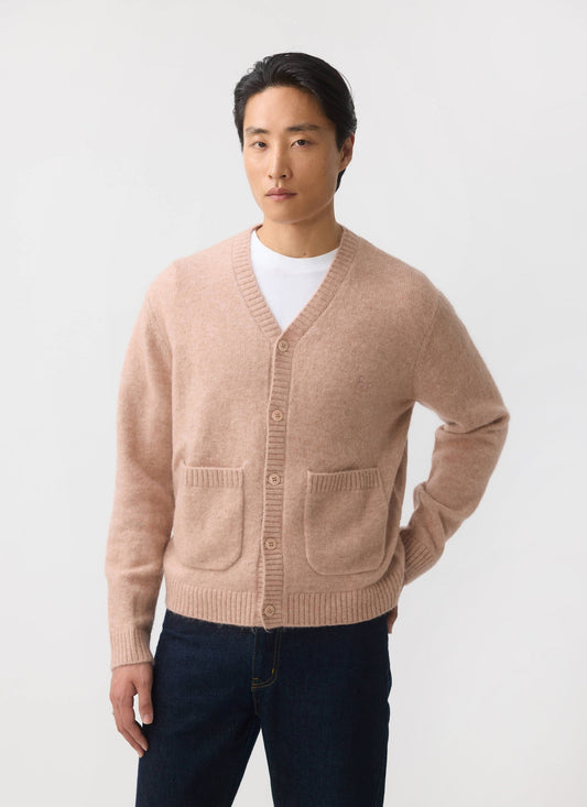 Men's Pink Mohair Cardigan - White Glove | Percival